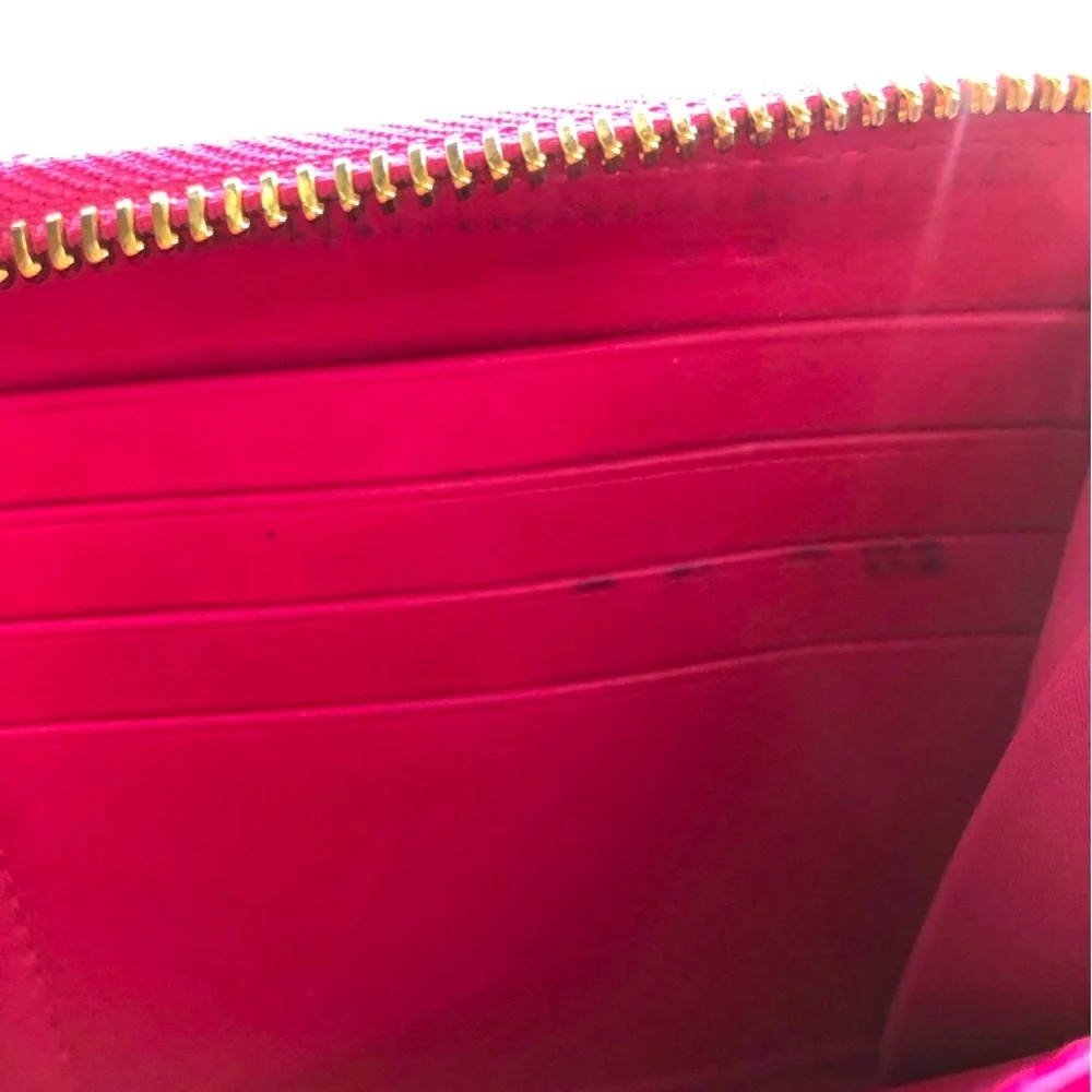 🩷 Lady DIOR Christian Dior Cannage Pink Patent Leather Long Zippy Wallet Charm